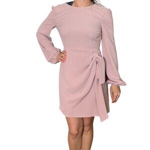 Lulu's Pink Ruched Sheath Dress with Bishop Sleeves